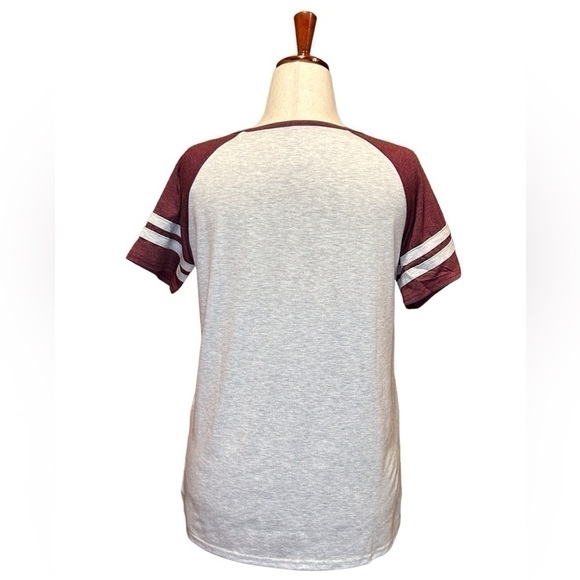 Women’s Short Sleeve T-Shirt Varsity Heather Gray/Burgundy/White Size-Medium NWT - Picture 4 of 8